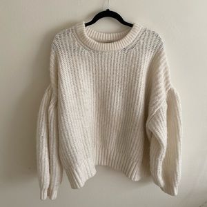 a new day | Cream Sweater with Ballon Sleeves